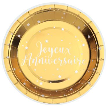 Assiettes en carton dorées Joyeux Anniversaire avec étoiles scintillantes | jourdefete.com Assiettes en carton dorées Joyeux Anniversaire avec étoiles scintillantes | jourdefete.com