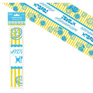 Chemin de table anniversaire intissé motifs citrons bleus et rayures jaunes 5m | jourdefete.com Chemin de table anniversaire intissé motifs citrons bleus et rayures jaunes 5m | jourdefete.com