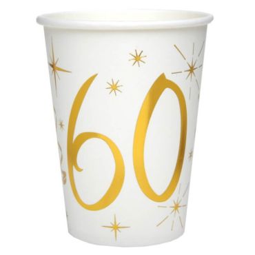 10 Gobelets en Carton Anniversaire - Blanc et Or - 60 ans | jourdefete.com 10 Gobelets en Carton Anniversaire - Blanc et Or - 60 ans | jourdefete.com