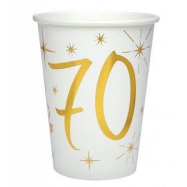 10 Gobelets en Carton Anniversaire - Blanc et Or - 70 ans | jourdefete.com 10 Gobelets en Carton Anniversaire - Blanc et Or - 70 ans | jourdefete.com