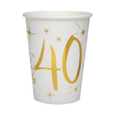 10 Gobelets en Carton Anniversaire - Blanc et Or - 40 ans | jourdefete.com 10 Gobelets en Carton Anniversaire - Blanc et Or - 40 ans | jourdefete.com