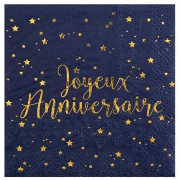 Serviettes "Joyeux Anniversaire" Bleu Marine Métallisé | jourdefete.com Serviettes "Joyeux Anniversaire" Bleu Marine Métallisé | jourdefete.com