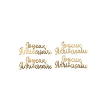 4 décorations en bois couleur or joyeux anniversaire | jourdefete.com 4 décorations en bois couleur or joyeux anniversaire | jourdefete.com