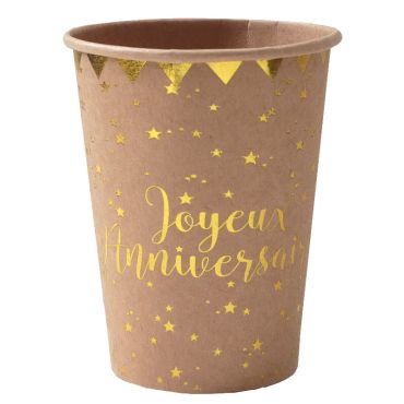 10 gobelets joyeux anniversaire couleur kraft | jourdefete.com 10 gobelets joyeux anniversaire couleur kraft | jourdefete.com