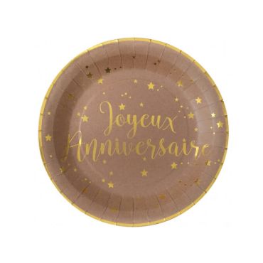 10 assiettes en carton joyeux anniversaire couleur kraft | jourdefete.com 10 assiettes en carton joyeux anniversaire couleur kraft | jourdefete.com