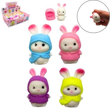 Petite figurine lapin kawaii anti-stress squishy avec capuche colorée pour cadeau invité | jourdefete.com Petite figurine lapin kawaii anti-stress squishy avec capuche colorée pour cadeau invité | jourdefete.com