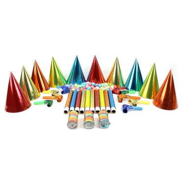 Kit cotillons métallisé pour 10 personnes avec chapeaux, sarbacanes et confettis | jourdefete.com Kit cotillons métallisé pour 10 personnes avec chapeaux, sarbacanes et confettis | jourdefete.com