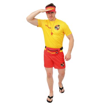 Set visière, sifflet et sac banane rouges Lifeguard pour costume de sauveteur | jourdefete.com Set visière, sifflet et sac banane rouges Lifeguard pour costume de sauveteur | jourdefete.com