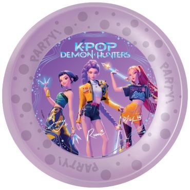 Assiettes anniversaire K-Pop Demon Hunters violettes réutilisables | jourdefete.com