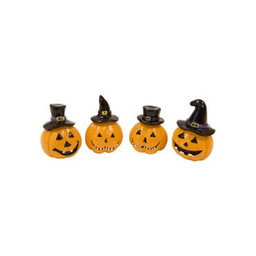 Figurines de citrouille en résine avec chapeau | jourdefete.com Figurines de citrouille en résine avec chapeau | jourdefete.com