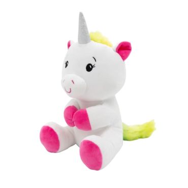 Poids ballon peluche licorne rose et blanc avec corne argentée | jourdefete.com Poids ballon peluche licorne rose et blanc avec corne argentée | jourdefete.com