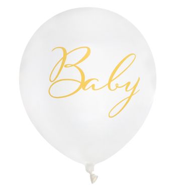 Ballons blancs Baby avec inscription dorée pour baby shower et baptême | jourdefete.com Ballons blancs Baby avec inscription dorée pour baby shower et baptême | jourdefete.com