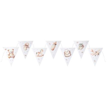 Banderole fanions thème bébé ivoire pour baptême et baby shower | jourdefete.com