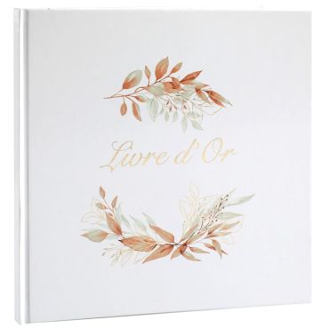 Un splendide livre d'or avec feuilles vertes et dorées pour votre événement sur le thème végétal | jourdefete.com Un splendide livre d'or avec feuilles vertes et dorées pour votre événement sur le thème végétal | jourdefete.com