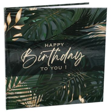 Un superbe livre d'or avec feuilles vertes et dorées pour votre anniversaire sur le thème de la jungle | jourdefete.com Un superbe livre d'or avec feuilles vertes et dorées pour votre anniversaire sur le thème de la jungle | jourdefete.com