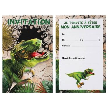 Lot de 6 cartons d'invitation - Dinosaure | jourdefete.com Lot de 6 cartons d'invitation - Dinosaure | jourdefete.com