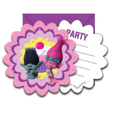 6 Cartes d'Invitation Trolls 6 Cartes d'Invitation Trolls