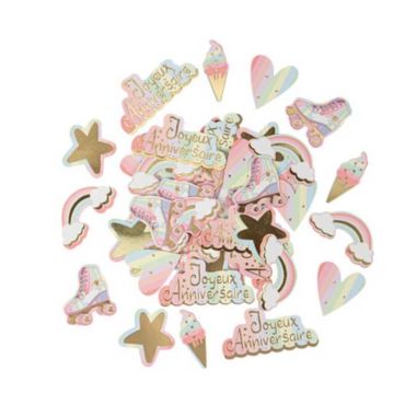Assortiment de 100 Confettis - Collection Mahault Pastel et Or Assortiment de 100 Confettis - Collection Mahault Pastel et Or