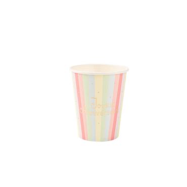 8 gobelets carton joyeux anniversaire Mahault Pastel et Or 8 gobelets carton joyeux anniversaire Mahault Pastel et Or