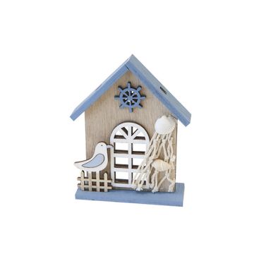 Maison en bois avec mouette et filet de pêche – Déco bord de mer | jourdefete.com Maison en bois avec mouette et filet de pêche – Déco bord de mer | jourdefete.com