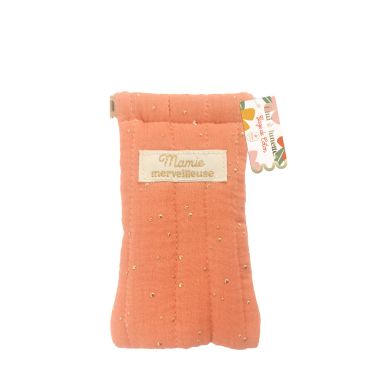 Étui à lunettes Mamie merveilleuse en gaze de coton rose avec détails dorés | jourdefete.com Étui à lunettes Mamie merveilleuse en gaze de coton rose avec détails dorés | jourdefete.com