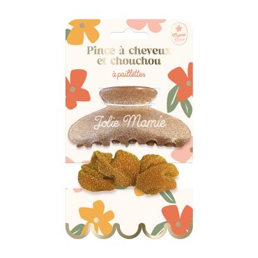 Pince à cheveux et chouchou pailletés Jolie Mamie fête des grands-mères | jourdefete.com Pince à cheveux et chouchou pailletés Jolie Mamie fête des grands-mères | jourdefete.com