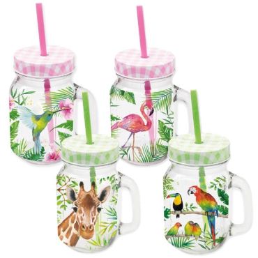 verre-manson-jar-animaux-tropiques | jourdefete.com