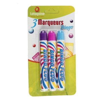 Lot de 3 Marqueurs Bingo - Violet, Rose et Bleu Lot de 3 Marqueurs Bingo - Violet, Rose et Bleu