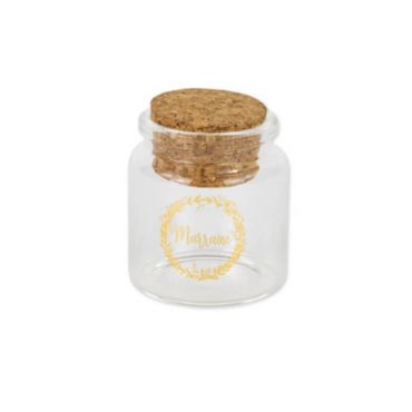 Fiole en Verre avec Bouchon en Liège - Marraine - Or | jourdefete.com