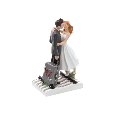 couple de mariés en résine avec valise couple de mariés en résine avec valise