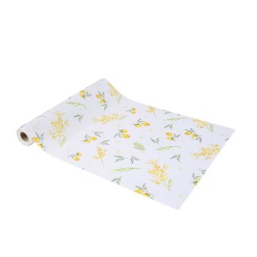 Chemin de table en tissu 28 cm x 5 M - Collection Mimosa Chemin de table en tissu 28 cm x 5 M - Collection Mimosa