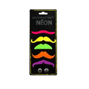 5 Moustaches Colorées Fluo 5 Moustaches Colorées Fluo