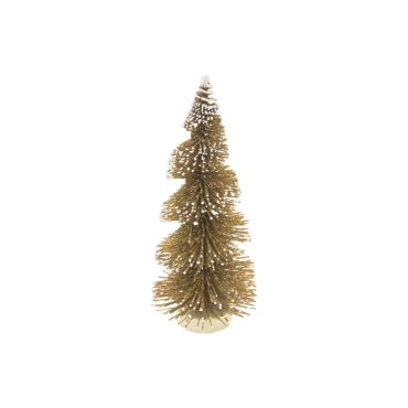 Sapin artificiel enneigé en spirale 15 cm coloris or | jourdefete.com