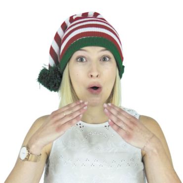 Bonnet en Tricot - Elfe du Père Noël | Jourdefete.com Bonnet en Tricot - Elfe du Père Noël | Jourdefete.com
