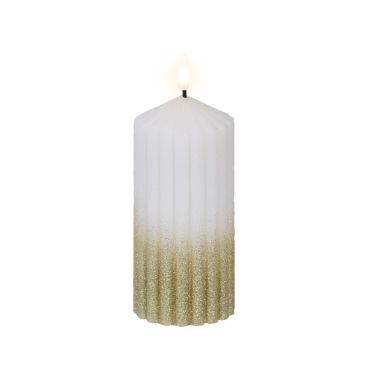 Bougie LED blanc et or scintillante pour décoration de Noël | jourdefete.com Bougie LED blanc et or scintillante pour décoration de Noël | jourdefete.com