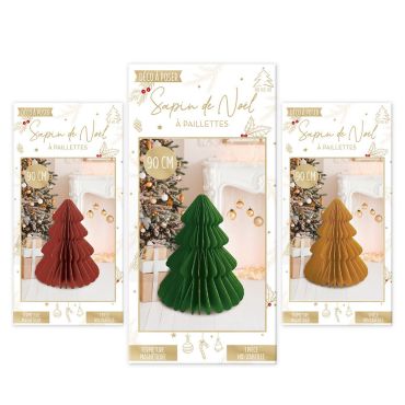 Sapin de Noël en papier alvéolaire rouge, vert ou doré – décoration de table festive | jourdefete.com Sapin de Noël en papier alvéolaire rouge, vert ou doré – décoration de table festive | jourdefete.com