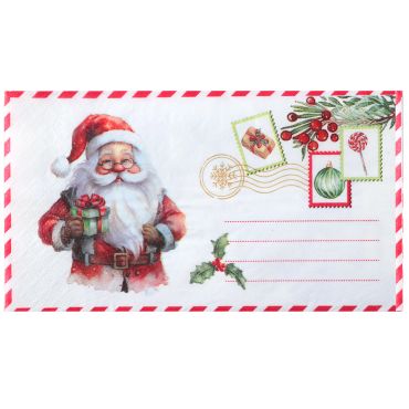 Serviettes de Noël avec Père Noël souriant et décor festif | jourdefete.com Serviettes de Noël avec Père Noël souriant et décor festif | jourdefete.com