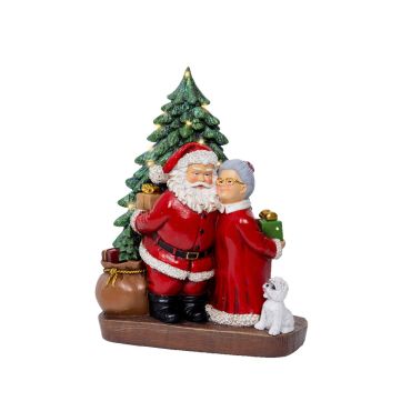 Figurine Père Noël et Mère Noël devant un sapin illuminé LED | jourdefete.com Figurine Père Noël et Mère Noël devant un sapin illuminé LED | jourdefete.com