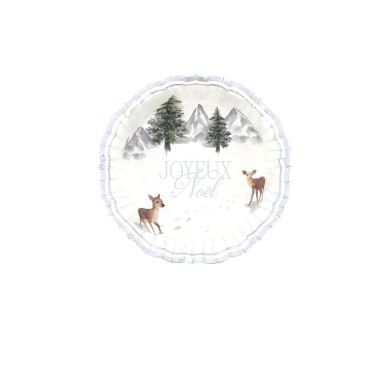 Bols en carton Joyeux Noël décor polaire avec faons et sapins enneigés | jourdefete.com