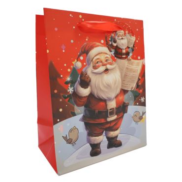 Sac cadeau Noël Père Noël rouge 18x23x10 cm avec décor festif | jourdefete.com Sac cadeau Noël Père Noël rouge 18x23x10 cm avec décor festif | jourdefete.com