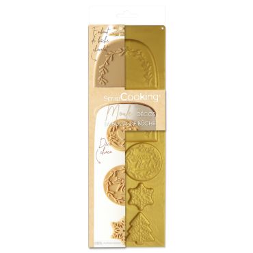 Moule silicone embouts de bûche ScrapCooking avec motifs Joyeux Noël, flocons et sapins | jourdefete.com Moule silicone embouts de bûche ScrapCooking avec motifs Joyeux Noël, flocons et sapins | jourdefete.com