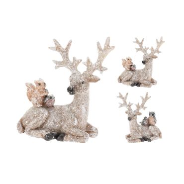 deco en resine renne avec animaux neige noel | jourdefete.com deco en resine renne avec animaux neige noel | jourdefete.com