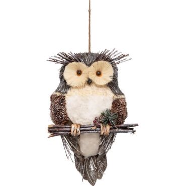 hibou sur branche en paille décoration de noël 50 cm | jourdefete.com hibou sur branche en paille décoration de noël 50 cm | jourdefete.com