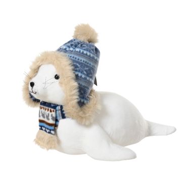 Phoque polaire blanc avec bonnet bleu et écharpe d’hiver | jourdefete.com Phoque polaire blanc avec bonnet bleu et écharpe d’hiver | jourdefete.com