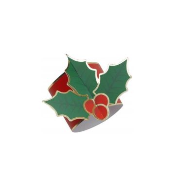 8 ronds de serviettes feuille de houx en carton pour Noël 8 ronds de serviettes feuille de houx en carton pour Noël