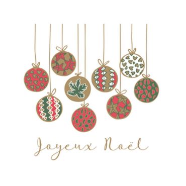 serviette blanche avec boules de noël | jourdefete.com