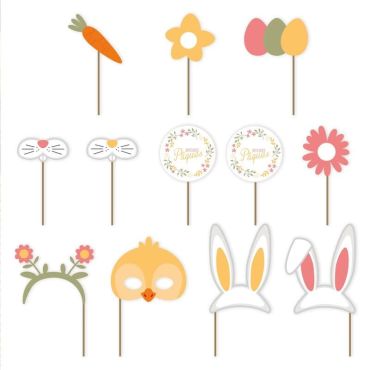 Pack de 12 accessoires pour photobooth pour Pâques | jourdefete.com Pack de 12 accessoires pour photobooth pour Pâques | jourdefete.com