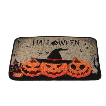 Paillasson Halloween citrouilles avec chapeau de sorcière noir | jourdefete.com Paillasson Halloween citrouilles avec chapeau de sorcière noir | jourdefete.com