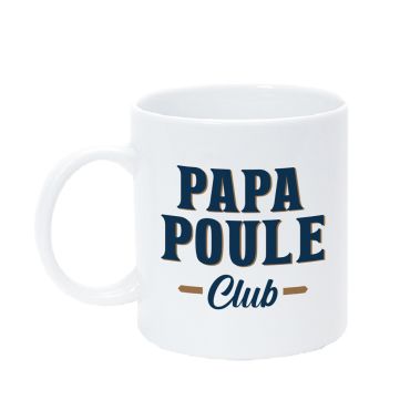 Mug Papa Poule Club blanc avec texte bleu et doré | jourdefete.com
Mug Papa Poule Club blanc avec texte bleu et doré | jourdefete.com