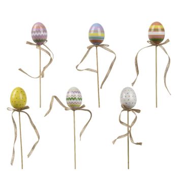 Lot de 6 œufs de Pâques sur pics avec motifs pastel | jourdefete.com Lot de 6 œufs de Pâques sur pics avec motifs pastel | jourdefete.com